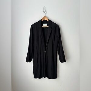 Samsøe Samsøe Kaya Black Blazer Jacket Size S Minimalist Open Front Longline